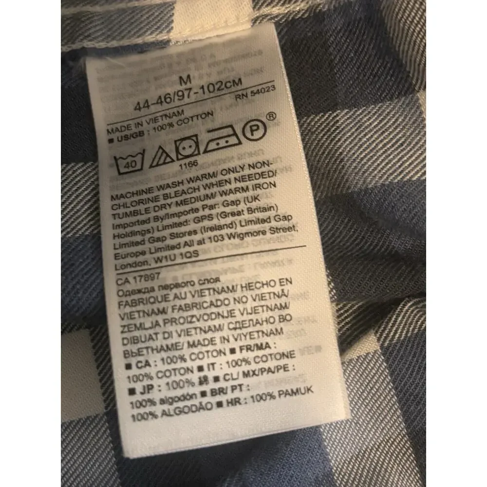 Banana Republic Slim Fit Men's Blue White Plaid Button Down Medium Long Sleeve